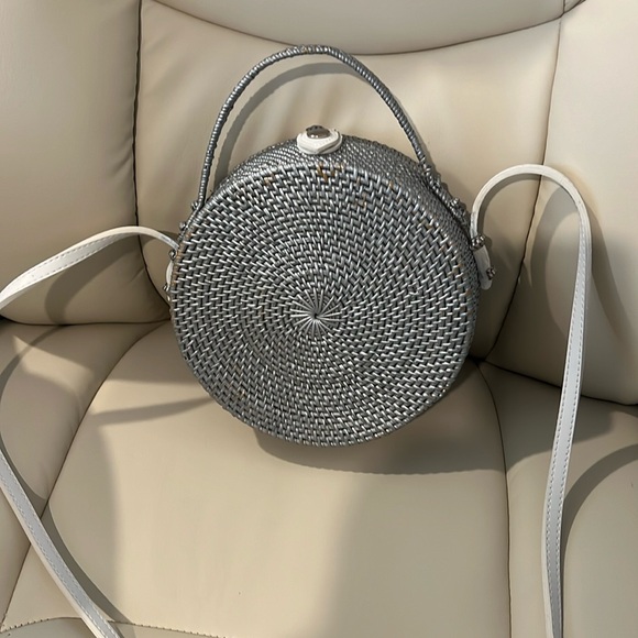 Gray Shoulder Bag with Floral Lining - Picture 1 of 3